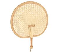 UTHCLO Éventail Paille de Blé Fait Main Éventail Été Tissé Main Ventilateur Portatif Décoratif Style Chinois pour Adultes Moyen Rond Marron