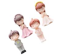 UTHCLO Figurines de Couple Mariés 4 Pièces Décorations de Mariage pour Gâteau Poupées Mariée et Marié en Résine Ornement Saint-Valentin pour Décoration de Table et Fête