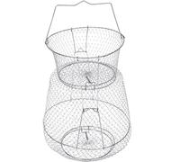 UTHCLO Filet de Pêche Réutilisable en Métal Léger Pliable Fond Plat, Panier de Pêche Portable Facile à Transporter pour Crabe et Homard en Extérieur