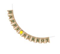 UTHCLO Guirlande de Fanions en Lin Style Rétro Campagnard pour Décoration de Fête Souccot, 1 Paire de Bannières Joyeuses et Élégantes pour Ambiance Conviviale