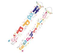 UTHCLO Happy Birthday Party Door Couplet Banner Pendant Wrinkle Fabric Decoration For Front Door Vivid Birthday Celebration Accessory With Hanging Rod And String