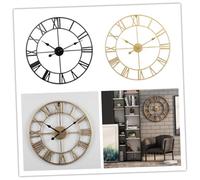 UTHCLO Horloge Murale Silencieuse Fer Rétro Décoration Chic pour Salon et Cuisine Design Simple et Élégant sans Pile Style Européen Doré
