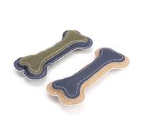 UTHCLO Jouet à Mâcher pour Chien 2 Pièces en Lin Forme D'os pour Nettoyage des Dents et Redirection des Mauvais Comportements, pour Chiens Petits et Moyens Couleur Aléatoire