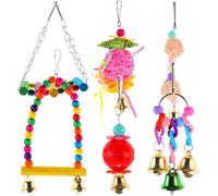 UTHCLO Jouets Suspendus pour Perroquets 6 Pièces en Matériau Synthétique Léger à Mâcher, pour Jouer et Accrocher la Cage des Oiseaux de Compagnie