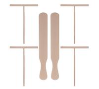 UTHCLO Kit 6 Pièces Ustensiles Cuisine Bois Beige pour Pancakes 2 Spatules et 4 Étaloirs en T Surface Lisse pour Cuisson Crêpes Maison
