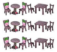 UTHCLO Kit de Meubles Miniatures pour Jardin 18 Pièces en Résine Robuste Table et Chaise Style Chic pour Décoration de Maison Miniature et Imagination des Garçon et Filles