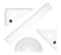 UTHCLO Kit de Règles Géométriques Transparentes 4 Pièces en Abs Léger et Facile à Utiliser pour Élèves et Ingénieurs Lors D'anniversaires Fête des Enseignants