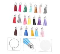 UTHCLO Kit Porte-clés DIY avec Cercles Acryliques Pompons Cuir et Anneaux Accessoires de Bricolage pour Trousseau Clés Décoration Légère