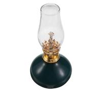 UTHCLO Lampe à Pétrole Vintage en Céramique Verte Effet Cuisson Lampe à Huile D’intérieur avec Flamme Réglable Lanterne Tempête Coupe-Vent pour Éclairage Décoratif et Jardin de Table