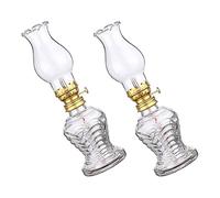 UTHCLO Lampe à Pétrole Vintage en Verre Transparent Lot de 2 Pièces Éclairage D’Urgence Longue Durée Lampe Rétro Décorative pour Usage Intérieur et Extérieur Camping et Panne de
