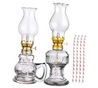 UTHCLO Lampe à Pétrole Vintage Verre avec Mèches de Rechange Lampe à Huile Rétro pour Éclairage Intérieur Décoration Maison Camping et Urgence