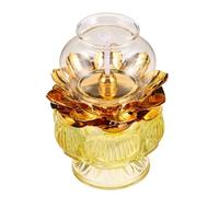 UTHCLO Lanterne à Huile Lotus Vintage en Verre et Métal Lampe à Pétrole Coupe-Vent Réglage de Mèche Éclairage de Secours pour Décoration Intérieure Contemplation et Offrandes Petite