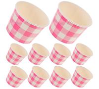 UTHCLO Lot de 10 Bols à Crème Glacée en Papier 16Oz Rose à Carreaux, Coupes Jetables pour Dessert et Yaourt, pour Fêtes, Anniversaires et Pique-Niques, Pratiques et Hygiéniques