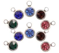 UTHCLO Lot De 10 Breloques En Strass Colorés Acier Inoxydable 6x8,7mm Pour Création Bijoux Femmes Ronde Bricolage Bijoux Diy Présents Fête Artisanaux