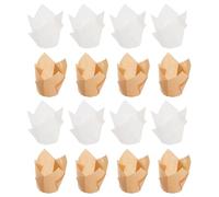 UTHCLO Lot de 100 Caissettes à Cupcakes Tulipe en Papier Alimentaire Résistant à L'huile, 50 Naturelles 50 Blanches, Moules à Muffins pour Pâtisserie, Fête et Cuisson au Four
