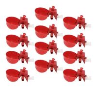 UTHCLO Lot de 12 Abreuvoirs pour Cailles en Plastique Rouge, Réglables en Volume, Distributeurs D’Eau pour Pigeons et Volailles, Accessoires D’abreuvement Robustes et Faciles à Nettoyer,