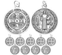 UTHCLO Lot de 12 Breloques Métal Saint Benoît, Pendentifs Croix Décoratifs pour Fabrication de Bijoux, Amateurs Loisirs Créatifs, Style Italien, Décorations Bureau et Style Aléatoire