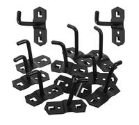 UTHCLO Lot de 12 Crochets Muraux Noirs pour Panneaux Perforés Crochets Métalliques Robustes 6 MM X 5 CM Supports Polyvalents Suspendre Vêtements Étagères de Présentation et Rangement