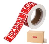 UTHCLO Lot de 150 autocollants fragiles avec poignée et autocollants d'entretien (rouge)