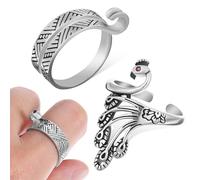 UTHCLO Lot de 2 Anneaux de Crochet Réglables en Métal Argenté Guide du Fil à Crocheter pour Doigts Bagues au Crochet Polyvalentes Accessoires Tricot pour Couture et Loisirs Créatifs