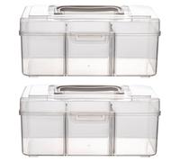 UTHCLO Lot de 2 Boîtes à Pharmacie Domestique Transparentes Petite Taille Yh-7001 Boîte de Rangement Portable Compartiments Pratique pour Rangement Remède et Usage Familial