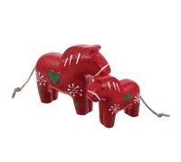 UTHCLO Lot de 2 Figurines Cheval en Bois Suédois Peintes à la Main Décoration Nordique Traditionnelle Rouge Grand Format Sculpture Artisanale Dalécarlienne pour Intérieur et Décor