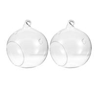 UTHCLO Lot de 2 Globes en Verre Suspendus, Vase Boule pour Plantes Grasses, Mini Cache-Pot décoratif pour Plantes aériennes, Chambre et Jardin, Verre