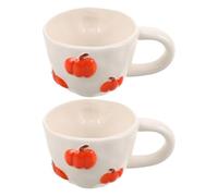 UTHCLO Lot de 2 Mugs en Céramique de Citrouille 3D Orange Tasses à Café D’Halloween pour Petit-Déjeuner et Fêtes D’Automne Mug Citrouille Original Kawaii Tasse Jack-O’-Lantern