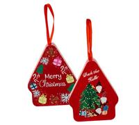 UTHCLO Lot de 2 Petites Boîtes en Fer Blanc de Maison Contenant de Bonbons de Noël Décoration Festive Légère et Solide pour Rangement et Présent de Noël
