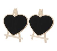 UTHCLO Lot de 2 Petits Tableaux Noirs de Cœur 20x15 Cm Chevalet Support en Bois, Mini-panneaux Ardoise Portables pour Messages, Décoration, Bureau et Événements