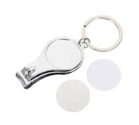 UTHCLO Lot de 2 Porte-clés Multifonctions en Aluminium Pince à Ongles et Adhésif Double-face, pour DIY et Voyage, Design Argenté et Robuste