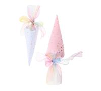 UTHCLO Lot De 2 Sacs Cadeaux Réutilisables En Forme De Cône Avec Ruban En Tulle Sachets À Popcorn Sachets En Polyester Avec Ruban Grenadine Jolis Cadeaux En Forme De
