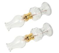 UTHCLO Lot de 2 Sets de Lampes à Pétrole Rétro en Verre Transparent Grosse Taille 2 Mèches de Rechange Lampe de Table Vintage pour Camping Éclairage D’Appoint et Décoration