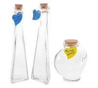UTHCLO Lot de 3 Bouteilles à Souhaits en Verre Bouchon Liège Set pour Cérémonie du Sable Mariage Bouteilles Décoratives Transparentes Kit Décoratif Artisanale pour Événement Spécial