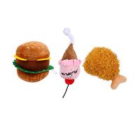 UTHCLO Lot de 3 Jouets Peluche Sonore D’Aliments pour Chien, Simulation Hamburger Poulet Glace, Peluche Interactive Colorée pour Jeu Intérieur, Adapté aux Petits Chiens Actifs