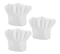 UTHCLO Lot de 3 Toques de Chef Blanches Traditionnelles en Tissu Respirant Élastique Extensible, Taille Unique Unisexe, Cuisine Professionnelle, Pâtisserie et Barbecue