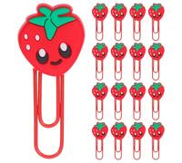 UTHCLO Lot de 30 Trombones Marque-pages Fraise en PVC, Petits Trombones Décoratifs à Sûre, Accessoires pour Agenda, Documents et Activités à Thème en Classe