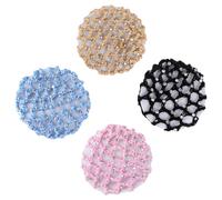 UTHCLO Lot de 4 Filets à Cheveux Élastiques en Maille Légère pour Chignon, Couleurs Noir, Beige, Rose et Bleu Clair, Accessoires Coiffure pour Danse, Sport et Événements