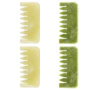 UTHCLO Lot de 4 Peignes de Massage Gua Sha en Jade Naturel 2 Peignes en Jade Jaune Vert pour Cuir Chevelu et Visage Outil Manuel Anti-Stress pour Soin Capillaire et Relaxation