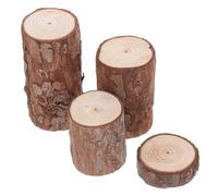 UTHCLO Lot de 4 Souches en Bois Naturel pour Cage Hamster, Décorations D’Habitat en Tranche de 4 Cm de Diamètre Épaisseurs Variées, Accessoires Stimulants pour Petits Animaux