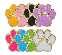 UTHCLO Lot de 8 Écussons Thermocollants de Patte D'animal, Broderie 3d en Tissu Éponge, Appliques Auto-adhésives pour Vêtements, Paquet et Accessoires, Patchs Pattes Décoratifs Diy,