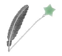 UTHCLO Marque-page Plume Cristal Naturel Vert Eastling Pendentif Délicat et Accessoire de Lecture Élégant pour Femmes pour Anniversaires et Fêtes