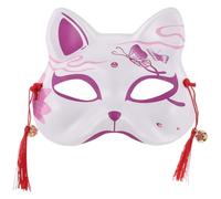 UTHCLO Masque Kabuki Japonais Demi-visage Chat Floral Cosplay Halloween Déguisement Fête