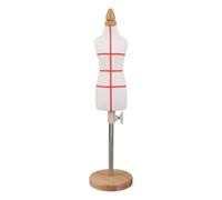 UTHCLO Mini Mannequin de Couture Féminin Réglable 31-48 Cm en Tissu Blanc Solide Socle Bois Rond, Petit Modèle pour Vêtements, Robes et Présentoir Mode, Outil Précis pour Création
