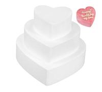 UTHCLO Moule à Gâteau en Polystyrène Forme Cœur 3 Pièces pour Modélisation de Gâteau Artisanal Blanc, Mousse Réutilisable Haute de 5 CM, pour Décoration de Fêtes