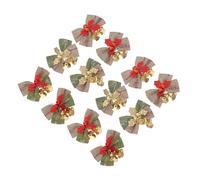 UTHCLO Nœuds de Noël Lin avec Clochettes Décoratives pour Sapin et Ornements Festifs Bicolores Rouge et Or Embellissements pour de Noël