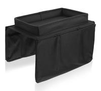 UTHCLO Organisateur d'Accoudoir de Canapé en Tissu Oxford Noir Pochette de Rangement Suspendue Plateau Porte-Gobelet Support de Télécommande et Espace pour Livres Téléphone et