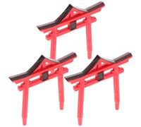 UTHCLO Ornement Torii Rouge en PVC 3pcs pour Aquarium, Décoration de Table à Sable Résistante, Modèle Réaliste et Créatif pour Bassin Poisson D'extérieur
