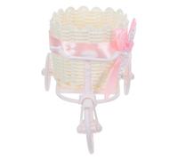 UTHCLO Panier à Fleurs Tricycle Décoratif en Rotin Synthétique Tressé la Main, Petit Format 20x10x10 Cm, Couleur Rose, Jardinière Miniature Centre de Table Mariage et Décoration