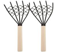 UTHCLO Panier Pêche à Pied Outil Pratique avec 2 Râteaux à Palourdes en Acier Carbone et Manche en Bois pour Creuser Coquilles D'huîtres et Palourdes Plage